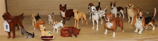A collection of Beswick dogs